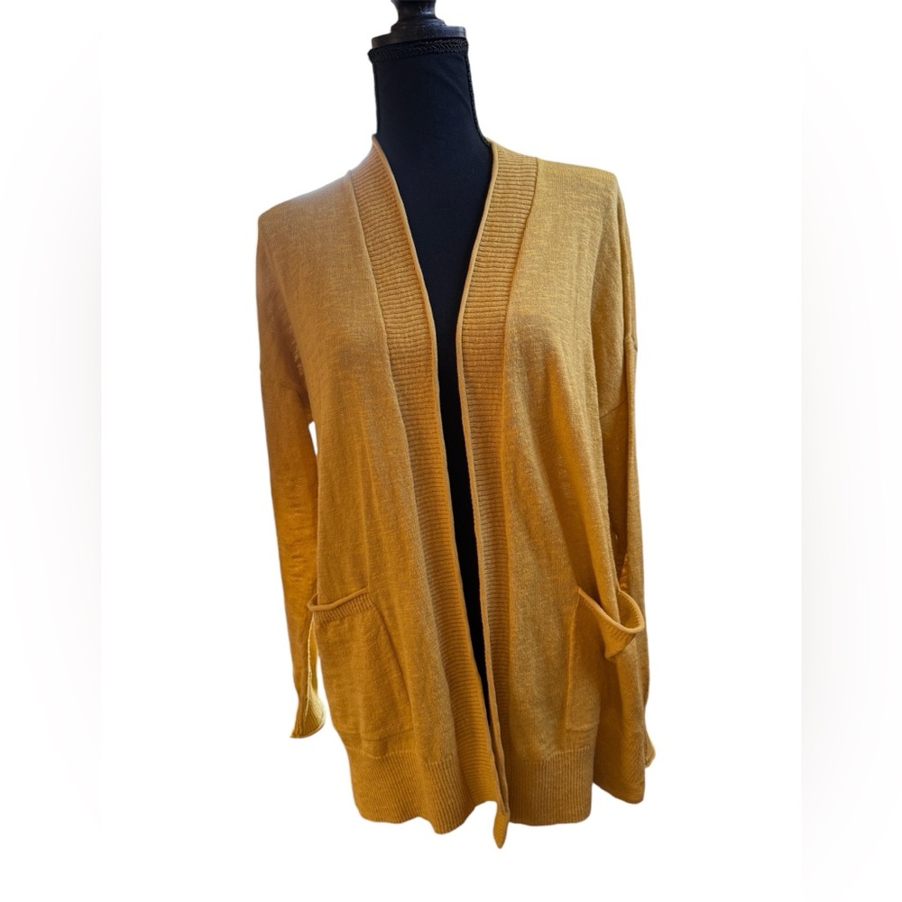 Madewell Free People Mustard Cotton Blend Pocketed Cardigan Sweater Size S